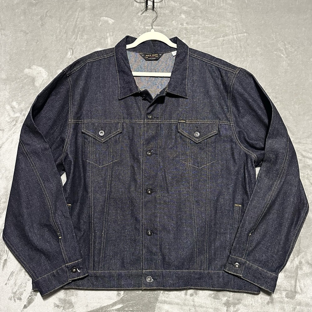 Vintage Ralph Lauren Polo Jeans Co Denim Jacket Dark Wash Mens XXL Deadstock 90s